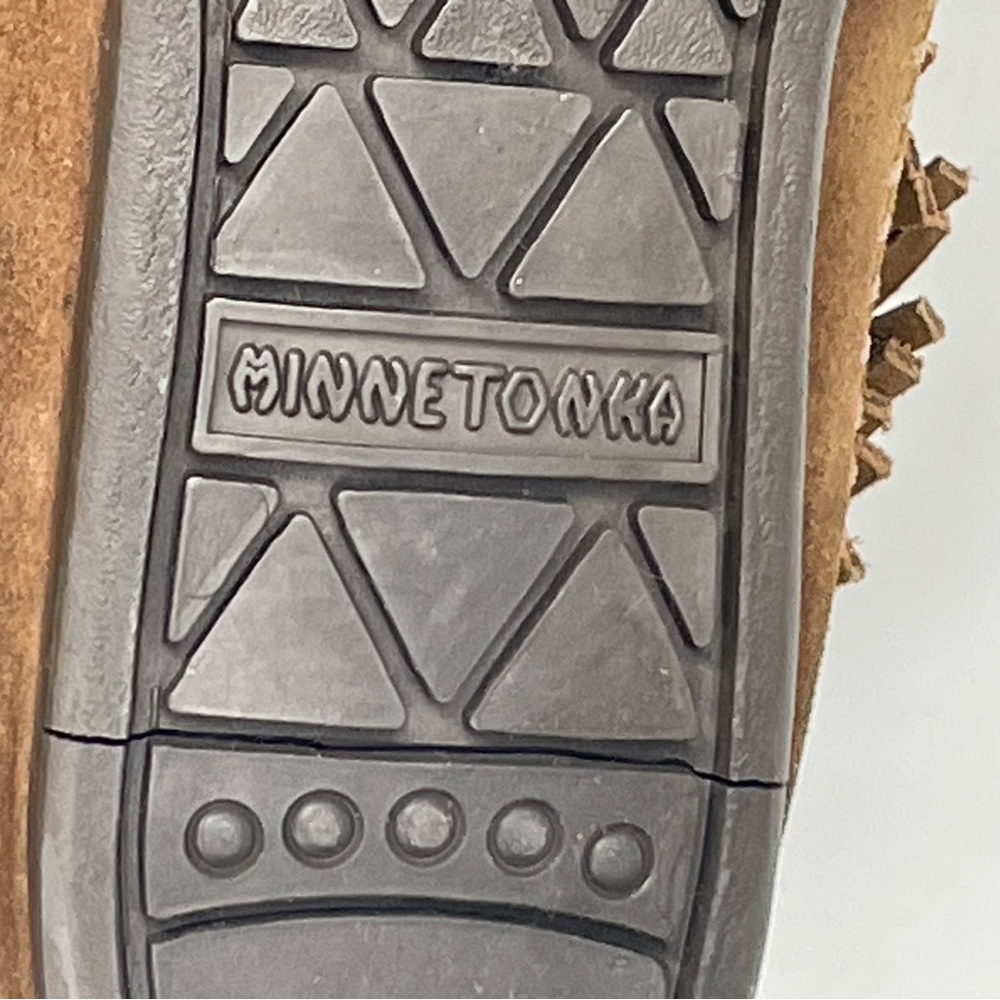 Minnetonka Brown Concho Suede Fringe Braid Ornamented Boots Size 8.5 Boho - Picture 11 of 16